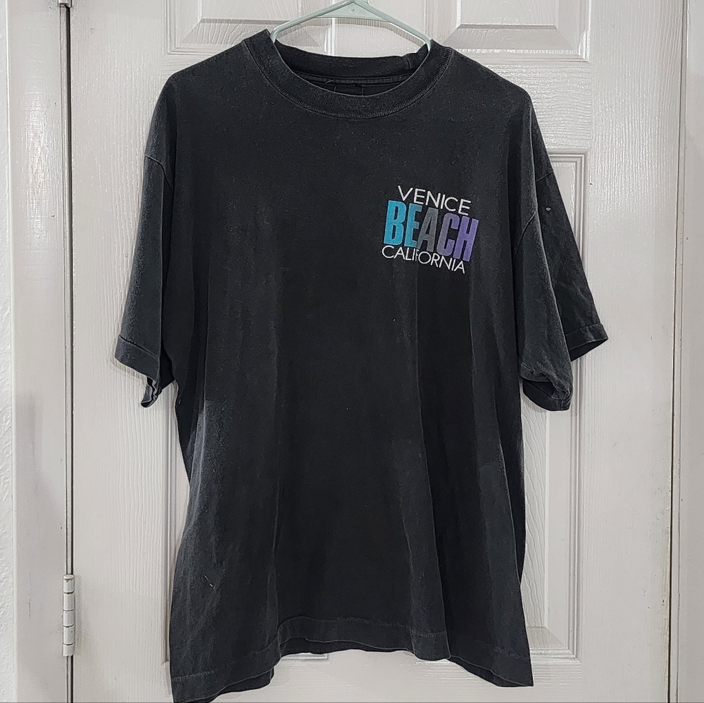 Vintage Venice Beach California Graphic T-Shirt - Faded Black - Men’s Size M